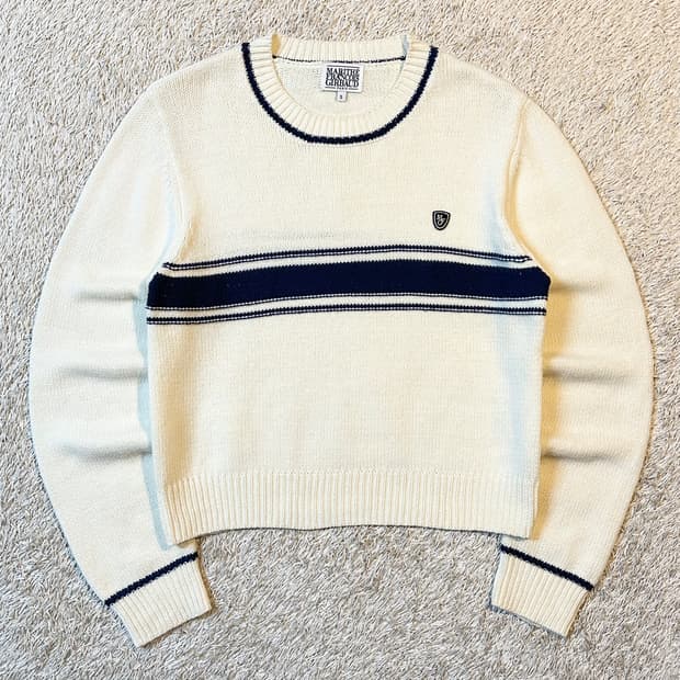 마리떼 프랑소와 저버 크롭 배색 니트 아이보리