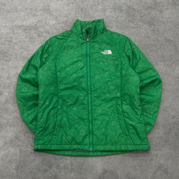 L 노스페이스 여성 그린 플라워 퀼팅 자켓
