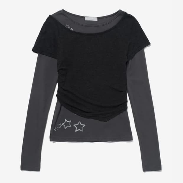 허그유어스킨 레이어드 스타 티셔츠