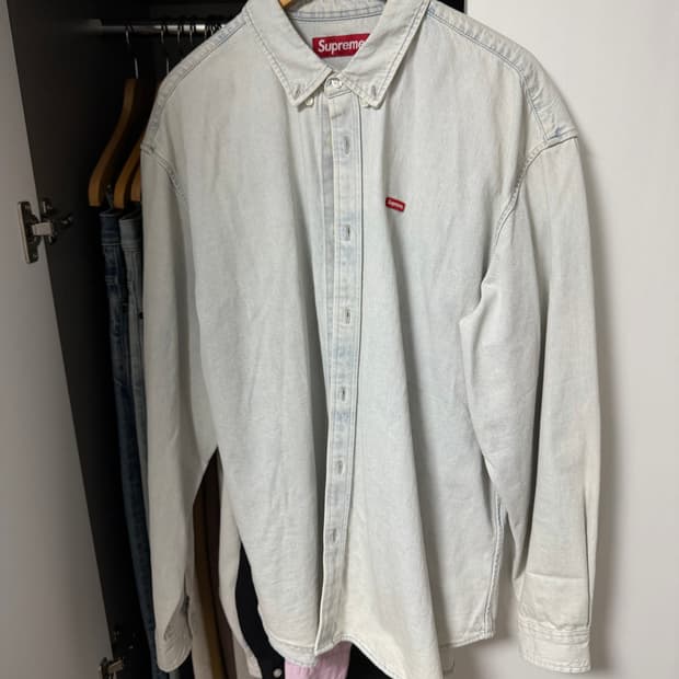 슈프림 24fw 스몰박스 셔츠 워시드 데님 L