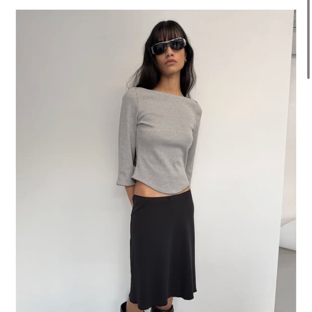 어텐즈 soft lace 3/4 sleeve tee