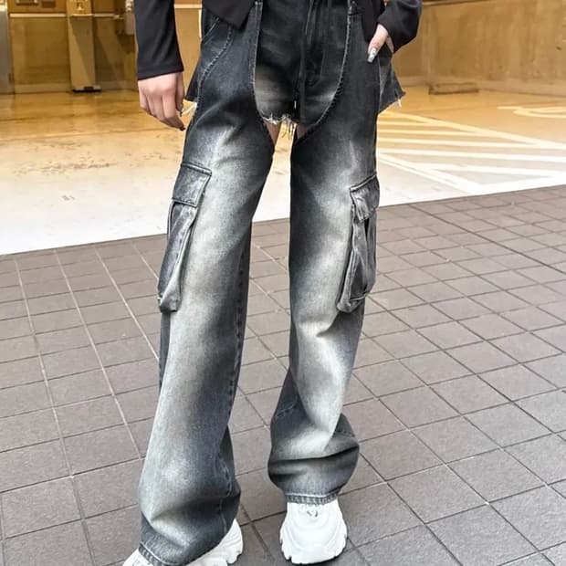 spiralgirl 스파이럴 걸 투웨이 카고 데님 팬츠