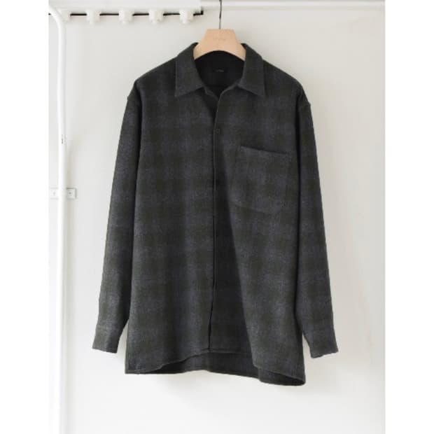 [3]코모리 COMOLI 울 캐시미어 체크 오픈 카라 셔츠