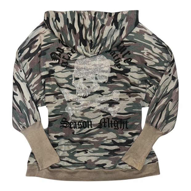 MKR 엠케이알 카모 큐빅 해골 후드집업 펑크갸루y2k