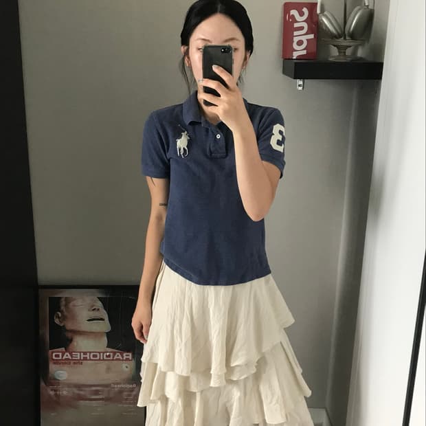 폴로 랄프로렌 빅포니로고 블루 카라티