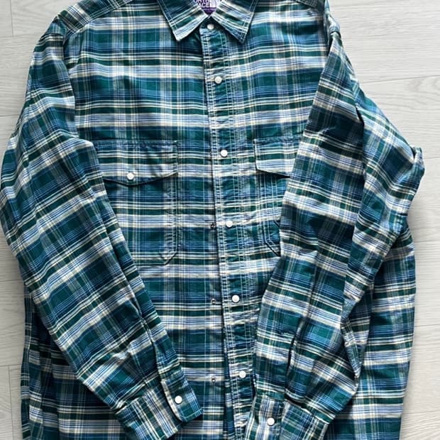 노스페이스 퍼플라벨 체크 셔츠 M