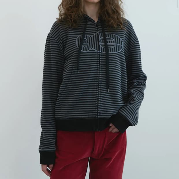 엔조블루스 스트라이프 집업 후디