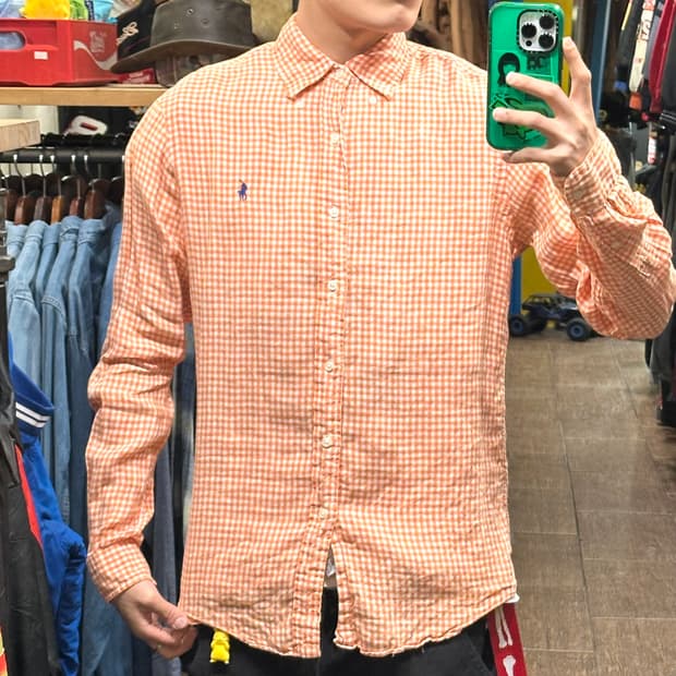 [HI] 폴로 랄프로렌 셔츠 체크오렌지