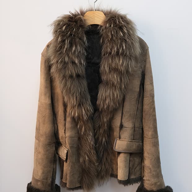 빈티지 라쿤퍼 무스탕