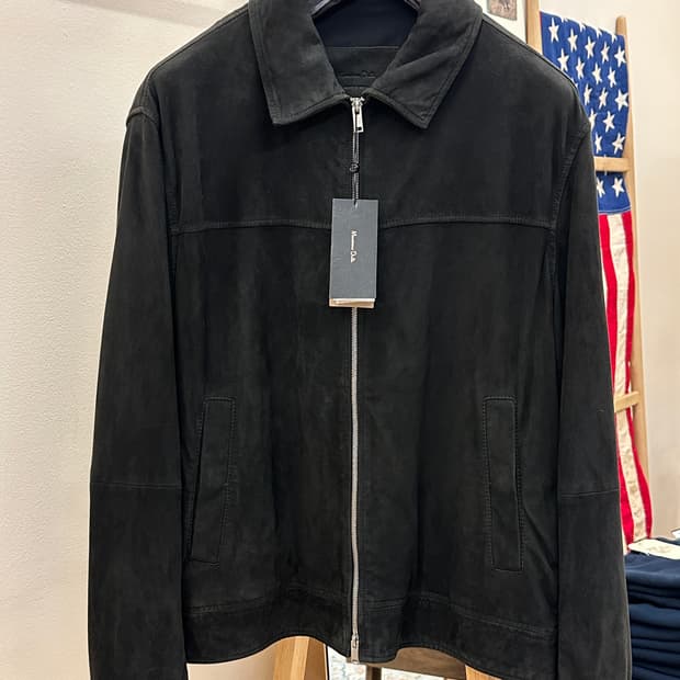 [새제품] 마시모두띠 고트스킨 스웨이드 가죽자켓 블루종 블랙 XL