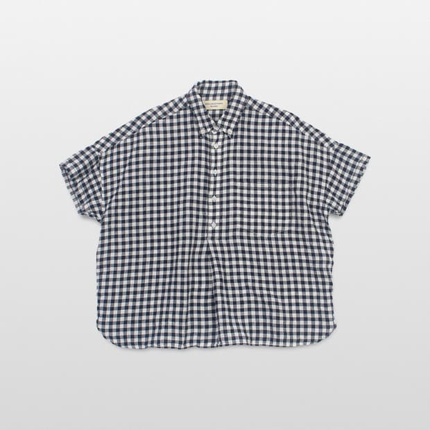 BEAMS BOY Gingham Check Linen Pullover S