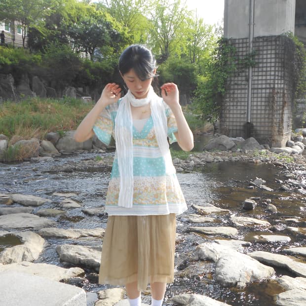 페어리테일 믹스 패턴 블라우스