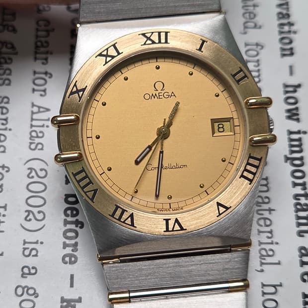 빈티지 오메가 컨스틸레이션 골드콤비 하프바 쿼츠 남성용 브레이슬릿 ver