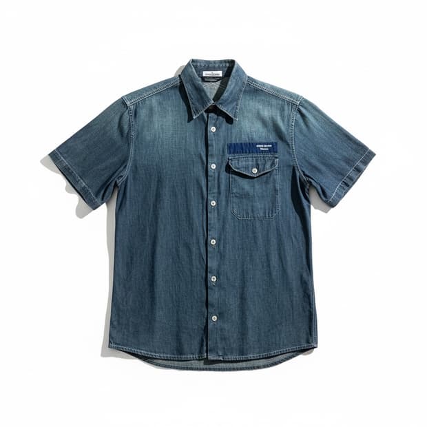 스톤아일랜드 데님 반팔 셔츠 *이염