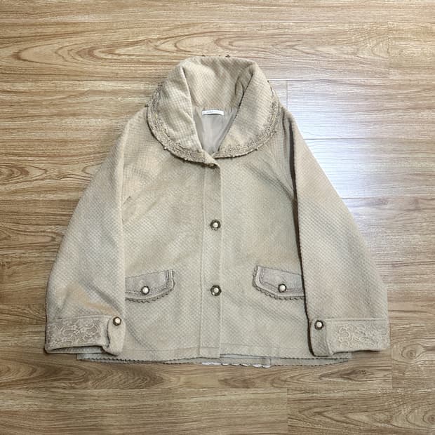 빈티지 엑시즈팜 라떼 리본 레이스 코트 히메갸루 로걀 모리걸 헤이세이