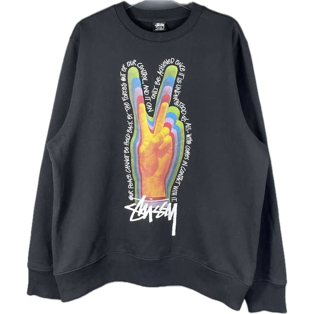 [M] 스투시 피스 사인 크루넥 스웻셔츠 맨투맨