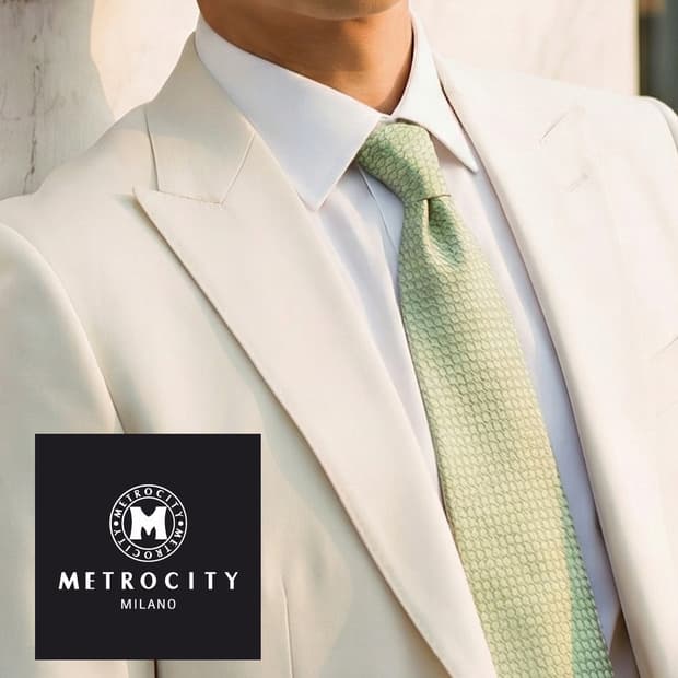 메트로시티 실크 그린 자카드 패턴 넥타이 8.9cm A+등급 A19694