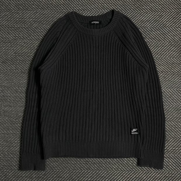 나인제트 케이블 헤비코튼 크루넥 머슬 니트o 4923