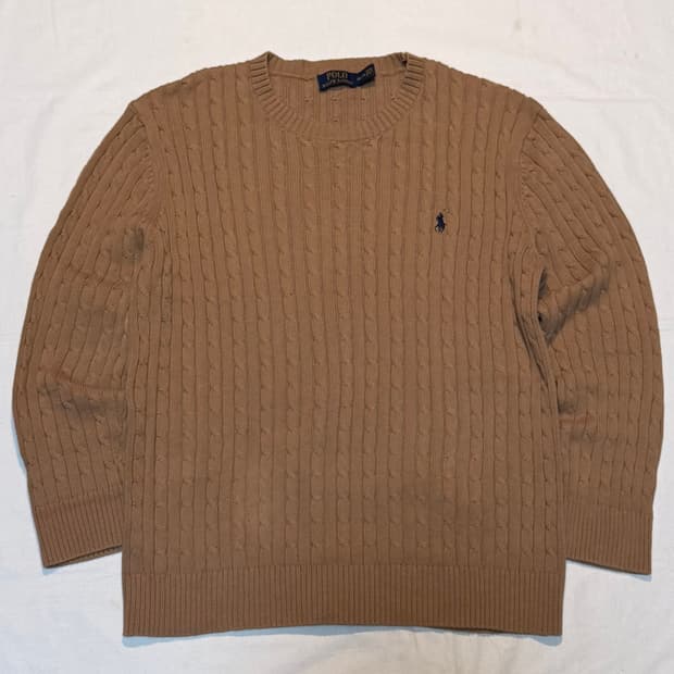 폴로 랄프로렌 꽈배기 케이블 니트 된장 브라운