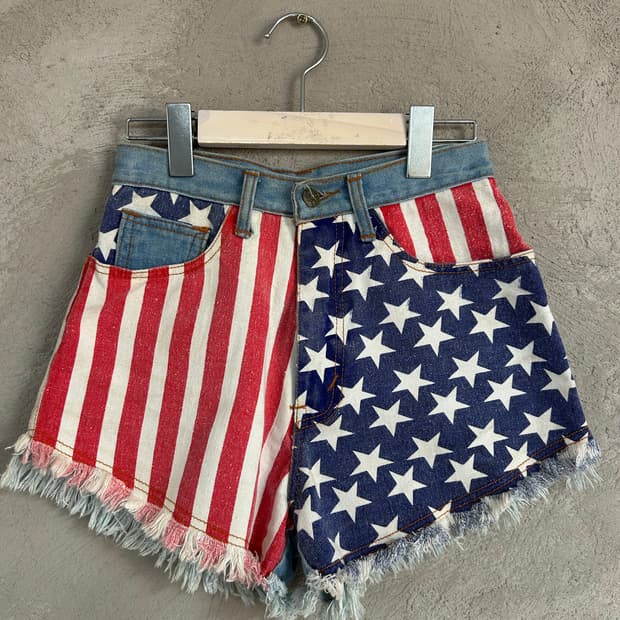Y2k 성조기데님숏츠 