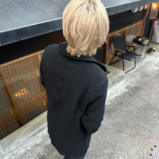 (L) 꼼데가르송 셔츠 축융 울 피코트 23aw