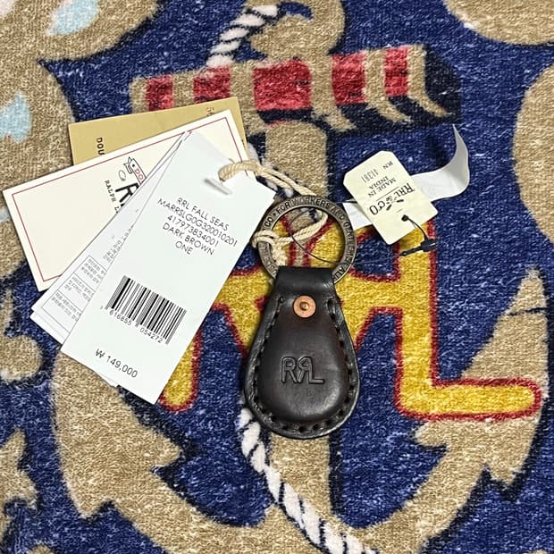 RRL 레더 키 포브 더블알엘 키링 