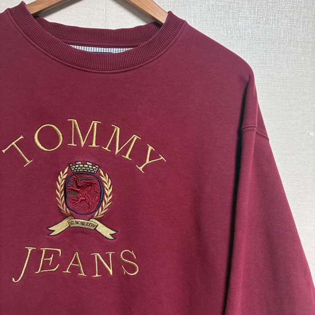 빈티지 타미힐피거 올드스쿨 맨투맨 빈티지레드 M