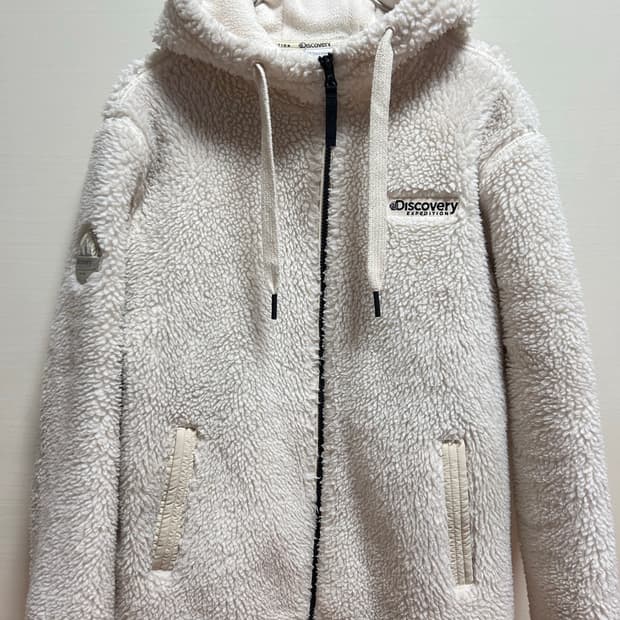 디스커버리 뽀글이 후드집업 아이보리 100