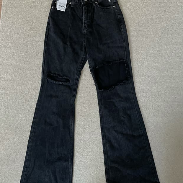 크랭크 흑청 데님 부츠컷 팬츠 M 새상품