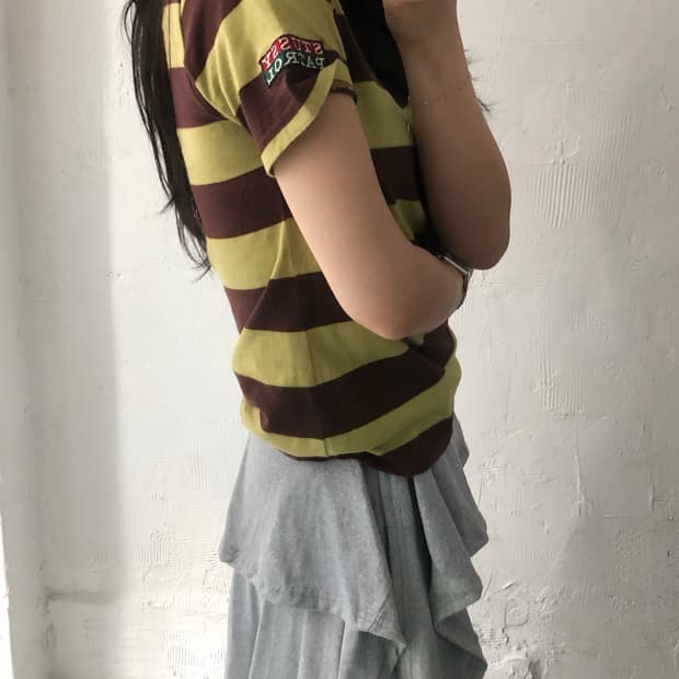 Stussy 90’s 올드 스투시 단가라 코튼 티셔츠