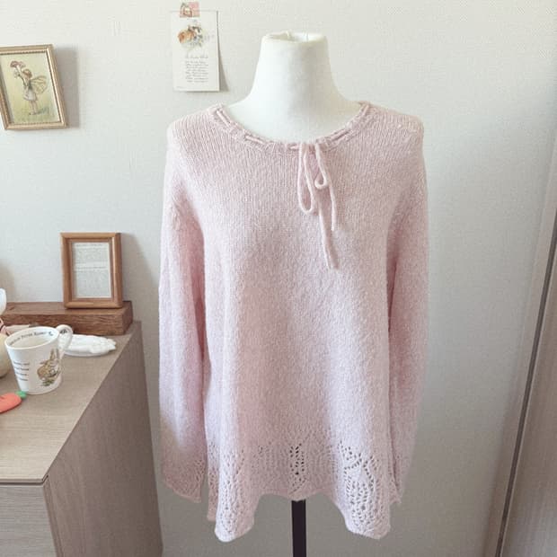 연핑크 끈 니트 / 색감 넘 예쁨..