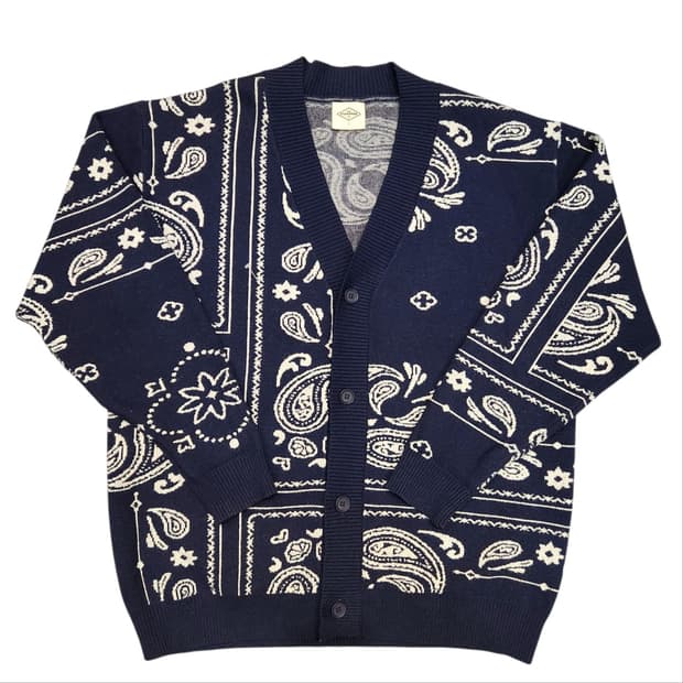 제너럴아이디어 스탠다드 페이즐리 네이비 가디건