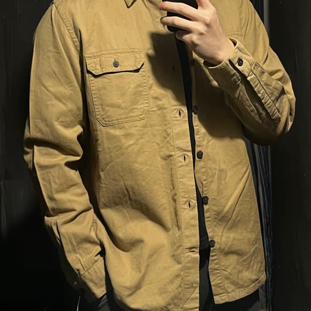 팀버랜드 샌드 베이지 투포켓 레귤러핏 워크웨어 코튼 남방 셔츠 L