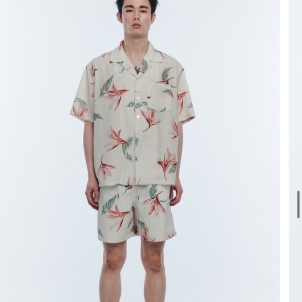 노이스 noice 하와이안 플라워 패턴 반팔 셔츠 L