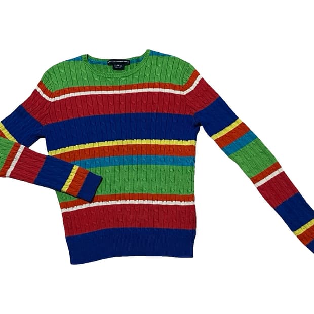 실크 100% 랄프로렌 골프 스트라이프 니트 M