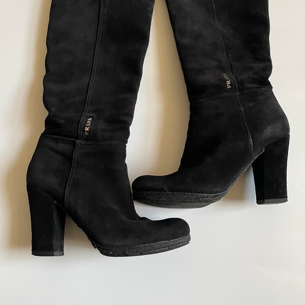 프라다 스웨이드 롱 부츠 36.5