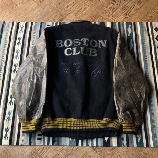 [M]BOSTON CLUB 리얼레더 울 바시티 자켓