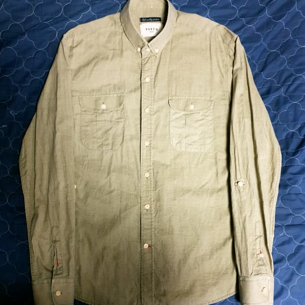 SARTO NAPOLI 밀리터리 더블포켓 코튼 린넨 셔츠 카키 (52)