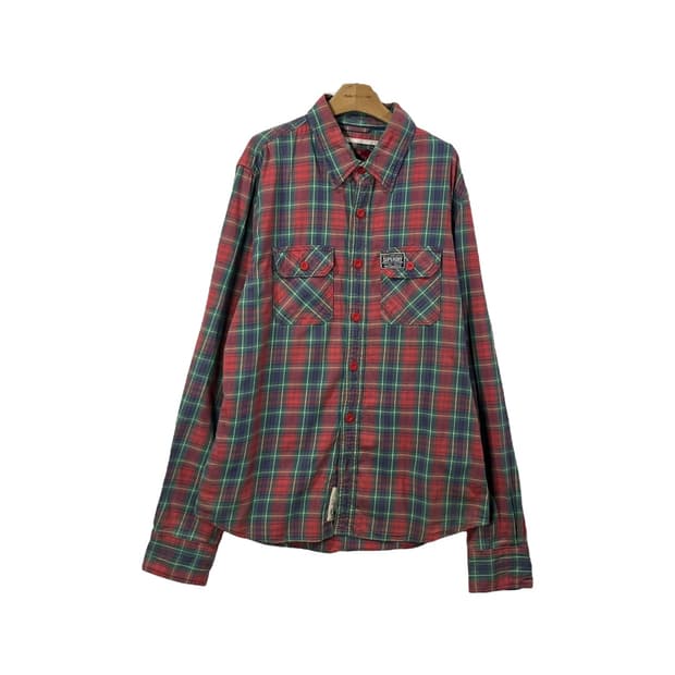 [Superdry] 슈퍼드라이 투포켓 체크셔츠