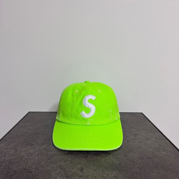 (OS) 슈프림 S로고 볼캡 모자 피그먼트 라임