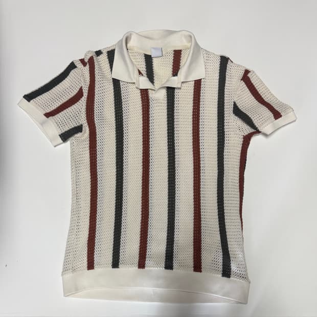 자라 ZARA 니트 매쉬 스트라이프 반팔 카라 티셔츠 M ~ L