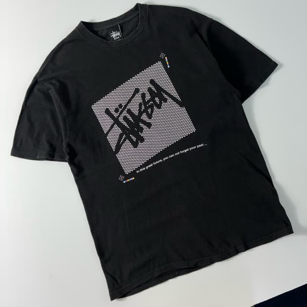 Stussy 스투시 00,s 베이직 로고 도트 박스 블랙 반팔티셔츠