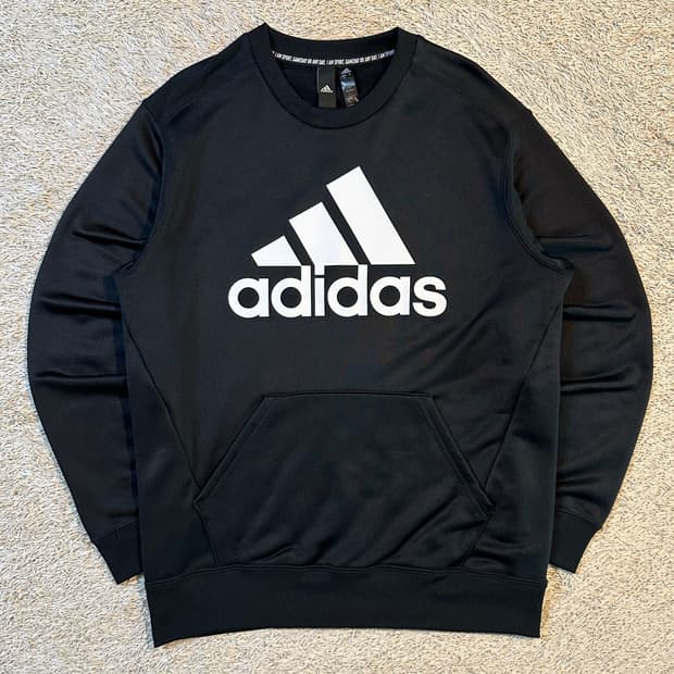 아디다스 ADIDAS 빅로고 트레이닝 탑 맨투맨 블랙