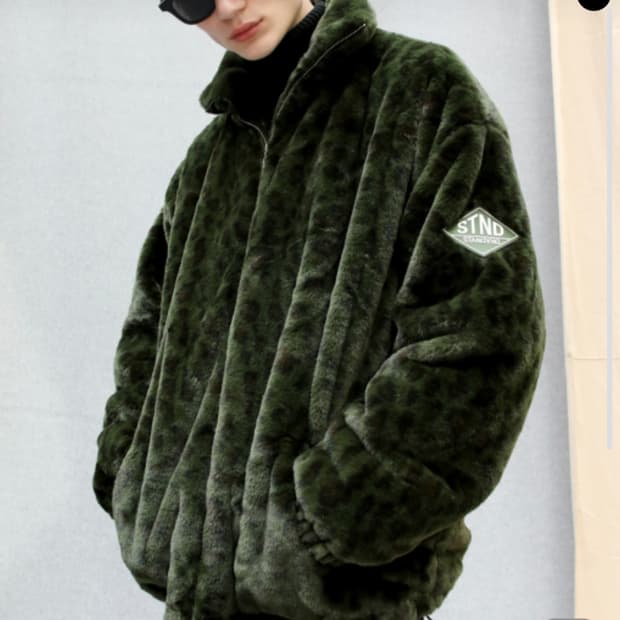 제너럴 아이디어 레오파드 퍼 플리스 자켓