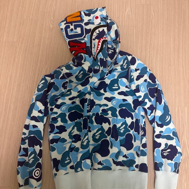 베이프 샤크 후드 블루 m