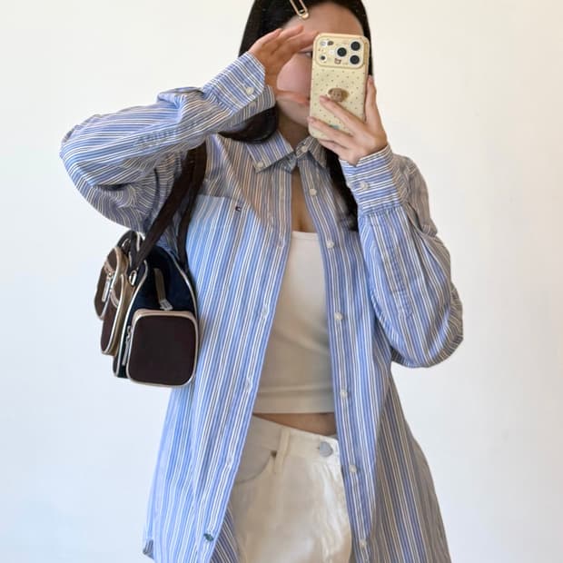 타미(Tommy Hilfiger) 코튼 L/S 블루스트라이프