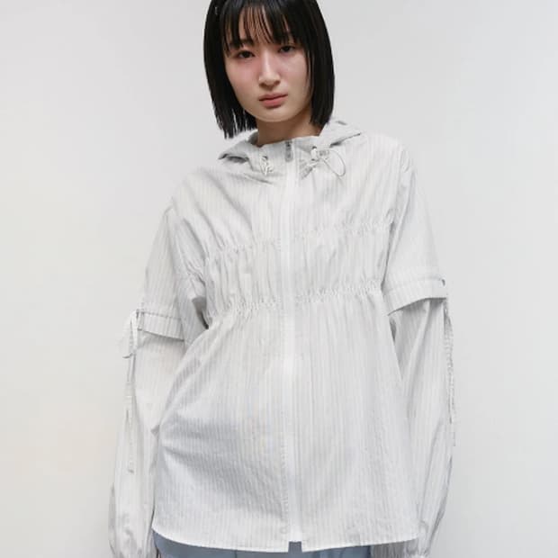 Side Shirred Hooded Jacket