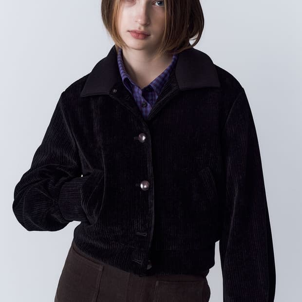 언쿡드 Knit collar velvet volume jumper(bla