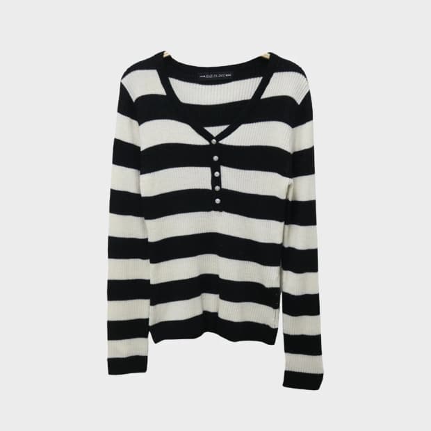 RAIE PA DOU 스트라이프 반 오픈 니트 62287