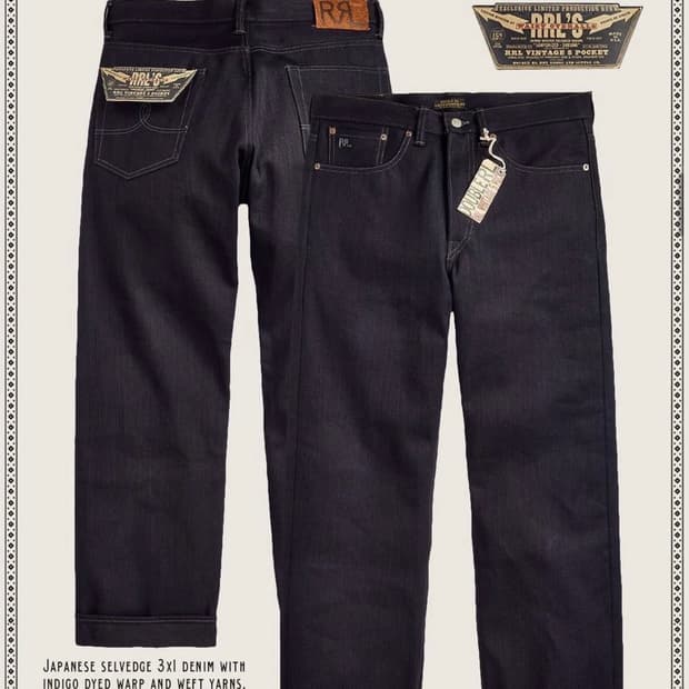 RRL 더블알엘 리미티드 에디션 인디고 빈티지 포켓 진 34/32
